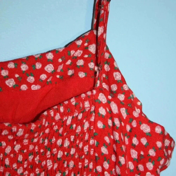 Aeropostale Red Floral Print Spaghetti Strap Dress - Picture 8 of 13